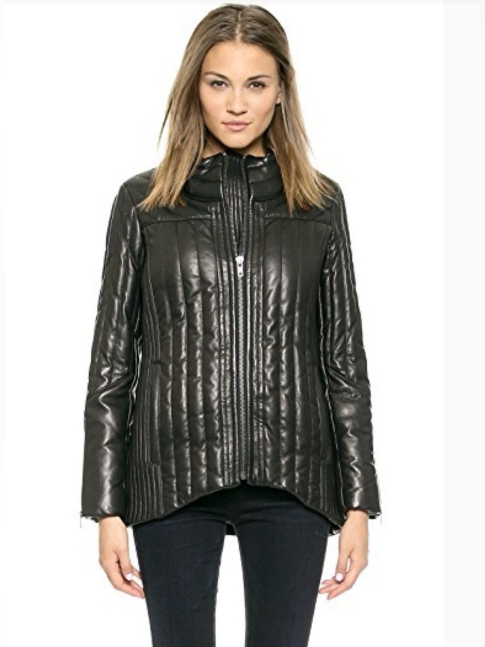 ✨Helmut Lang Black Leather Petal Puffer Jacket - Size M - Pristine Condition✨